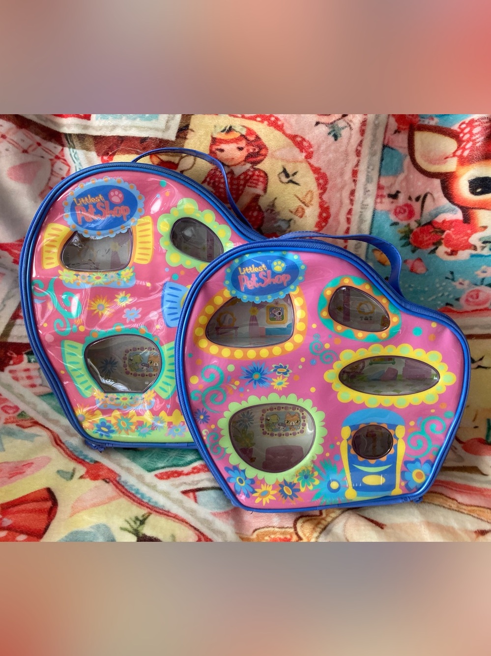 TWO Littlest Pet Shop LPS Carrying Cases Vintage